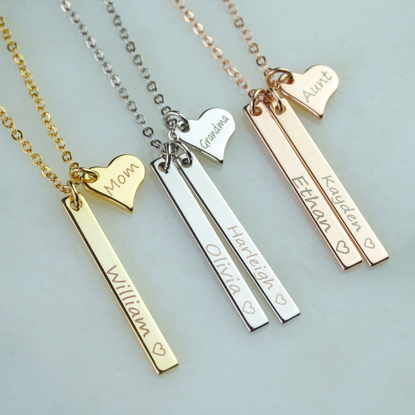 Personalized Family Necklace, Custom Family Necklace, Kids Names Mom ...