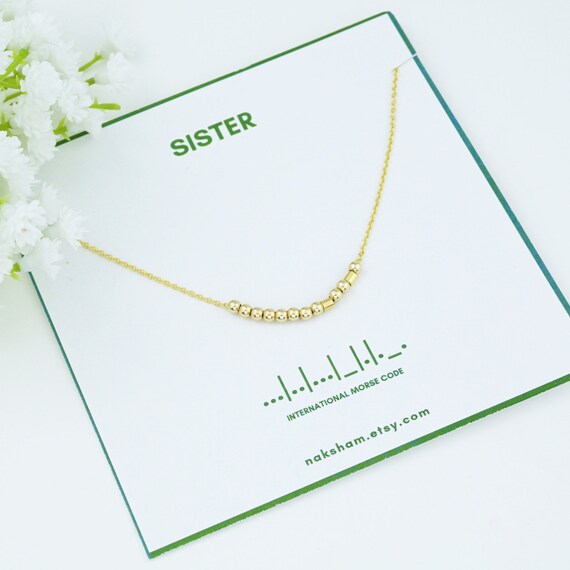Sister morse code necklace deals