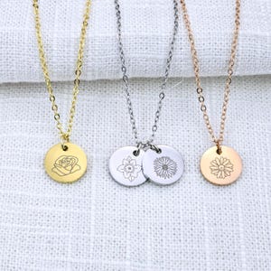 Personalized Birth month Flower Necklace, Custom Floral Necklace, Kids Birth month Flower, Mother Jewelry, Mom Birthday gift, Wife Necklace