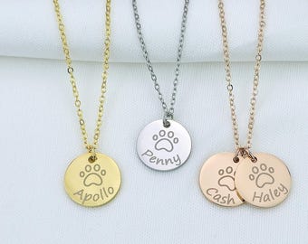 Personalized Pet Necklace, Pet Lover Necklace, Paw Print Necklace, Dog Memorial Necklace, Cat Memorial Necklace, Dog Remembrance, Dog Mom