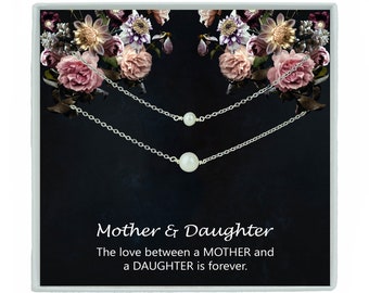 Collar a juego de mamá y yo, collar de la madre hija, collar de la madre y la hija, collar de la madre, regalo de la mamá, collar de la perla, regalo para la mamá
