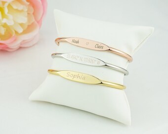 Personalized Cuff bangle Bracelet Custom Engraved Cuff Bracelet Name Bracelet Best Friend Gift Graduation Gift Coordinate Bracelet