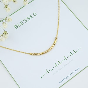 Custom Morse Code Necklace, Blessed Morse Code Necklace, Morse Code Necklace for Best Friend, Morse Code Necklace for Mother Grandma.