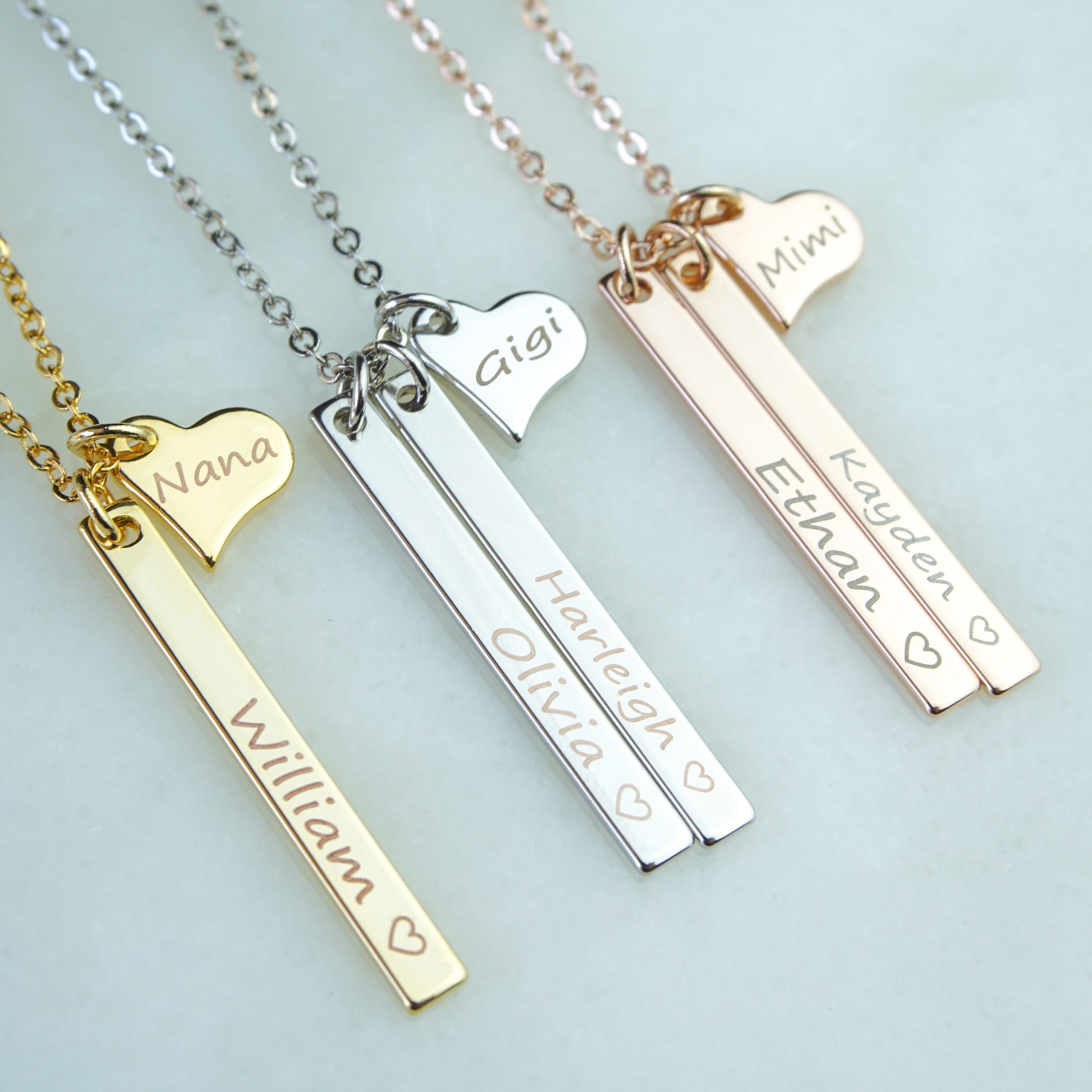 Personalized Family Necklace Custom Family Necklace Kids Names Etsy