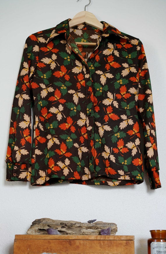 Vintage 1970's Autumn Fall  Button-up Blouse - image 4