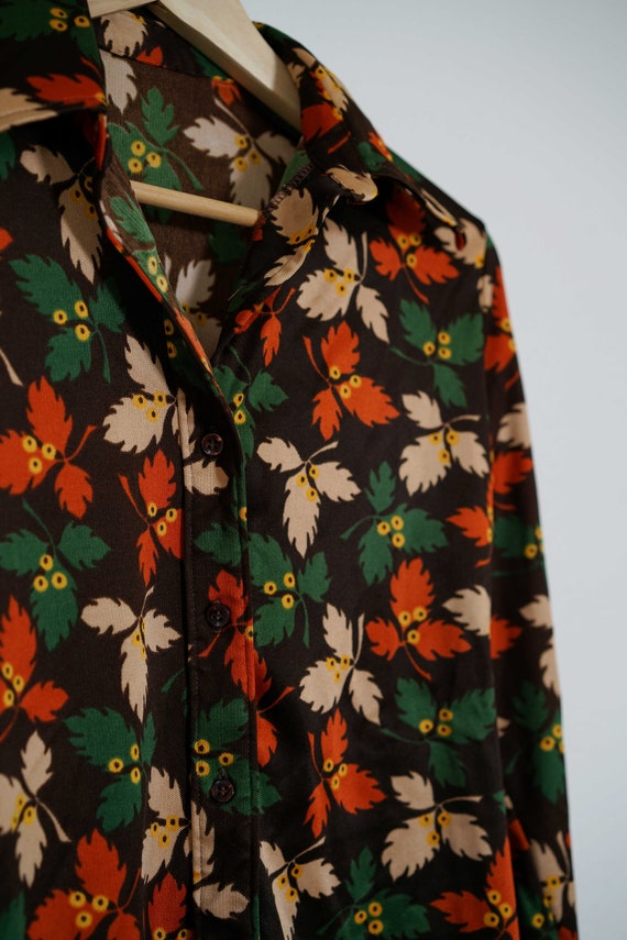 Vintage 1970's Autumn Fall  Button-up Blouse - image 3