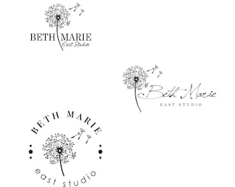 Dandelion Logo Set, Boho Business Branding Kit