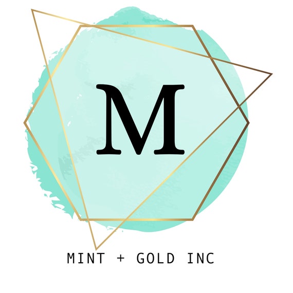Mint Gold Foil Geometric Triangle Logo Pastel DIY Logo - Etsy