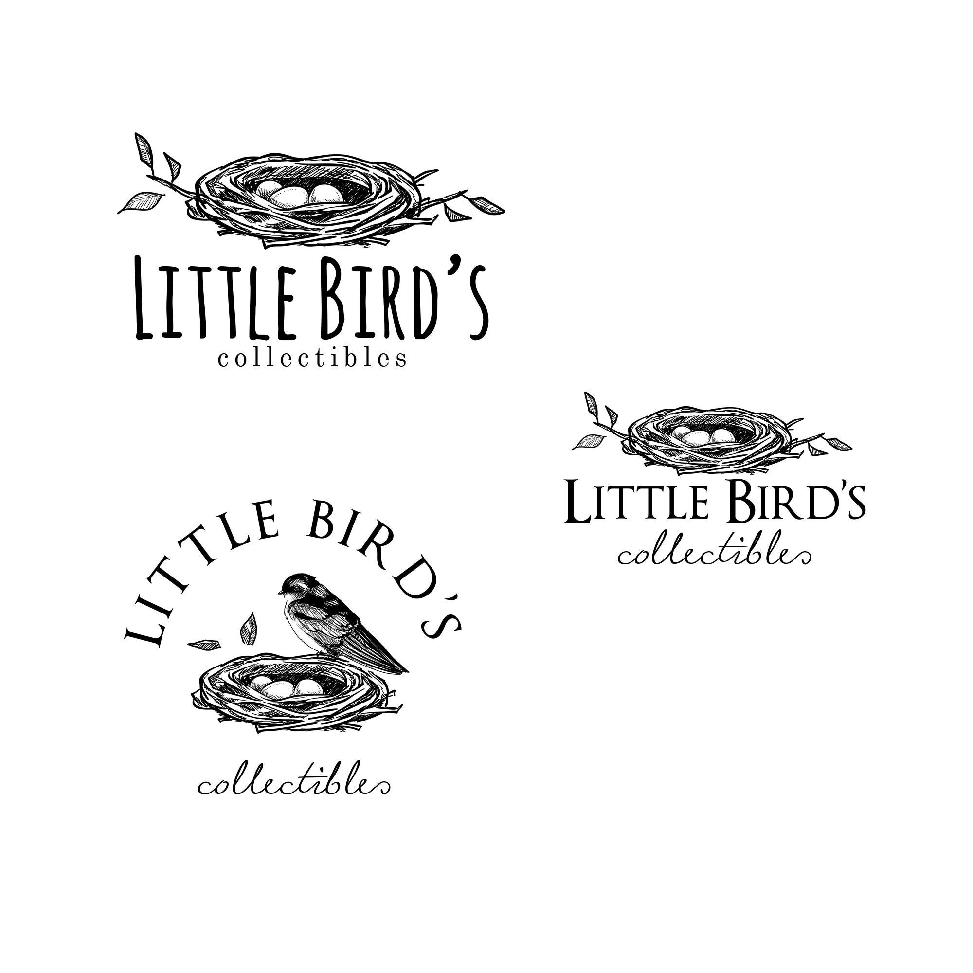 Bird Nest Little Logo Black Design Brand Business Boutique Branding Kit