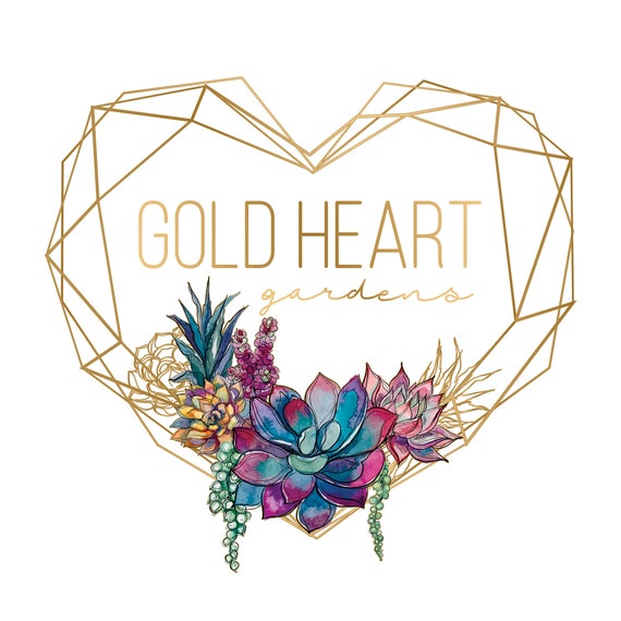 postzegel Gewoon doen Manie Gold Heart Foil Logo Design merk premade shopify wix wordpress | Etsy