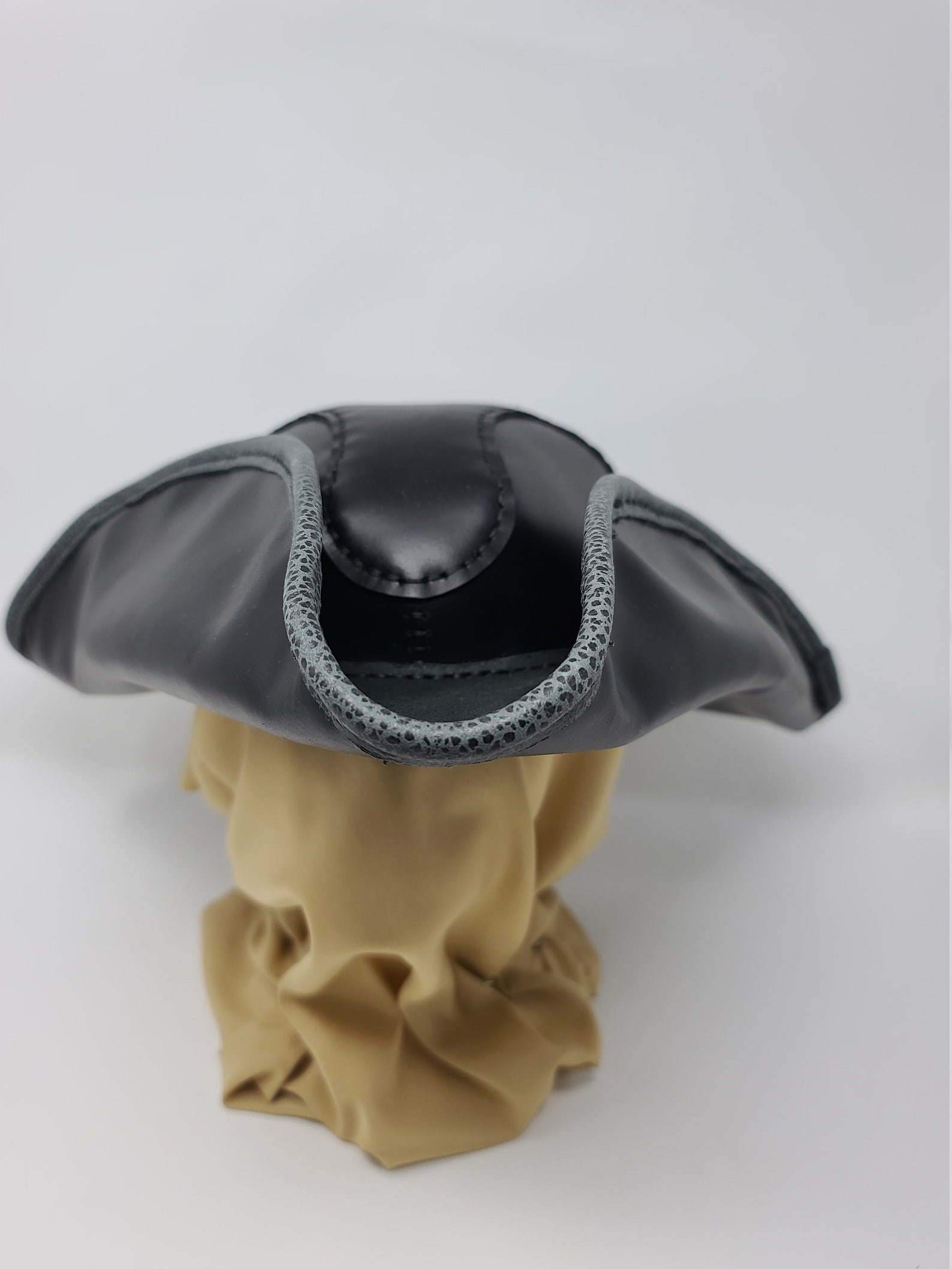 Black Leather Tricorne Pirate Hat Etsy
