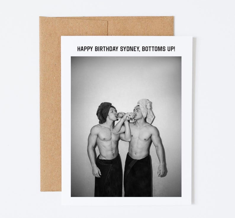 Tarjeta de cumpleaños con temática de rivalidad acalorada, personalizada, estilo vintage, tamaño A2, Ilya y Shane, interior en blanco. imagen 2