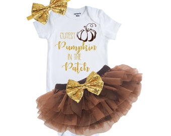 Cutest Pumpkin in the Patch, Thanksgiving Outfit, Thanksgiving Baby Outfit, Girl's Thanksgiving Outfit, Newborn Thanksgiving Outfit, Holiday