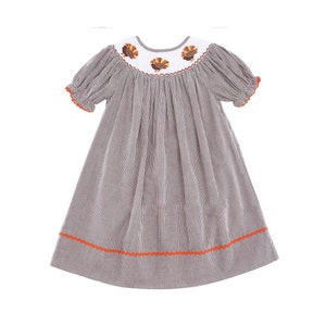 SHIPS NEXT DAY, Girls Thanksgiving Dress, Thanksgiving Turkey Dress, Girls Smoked Dress, Girls Fall Dress, Girls Thanksgiving Dress, Bishop