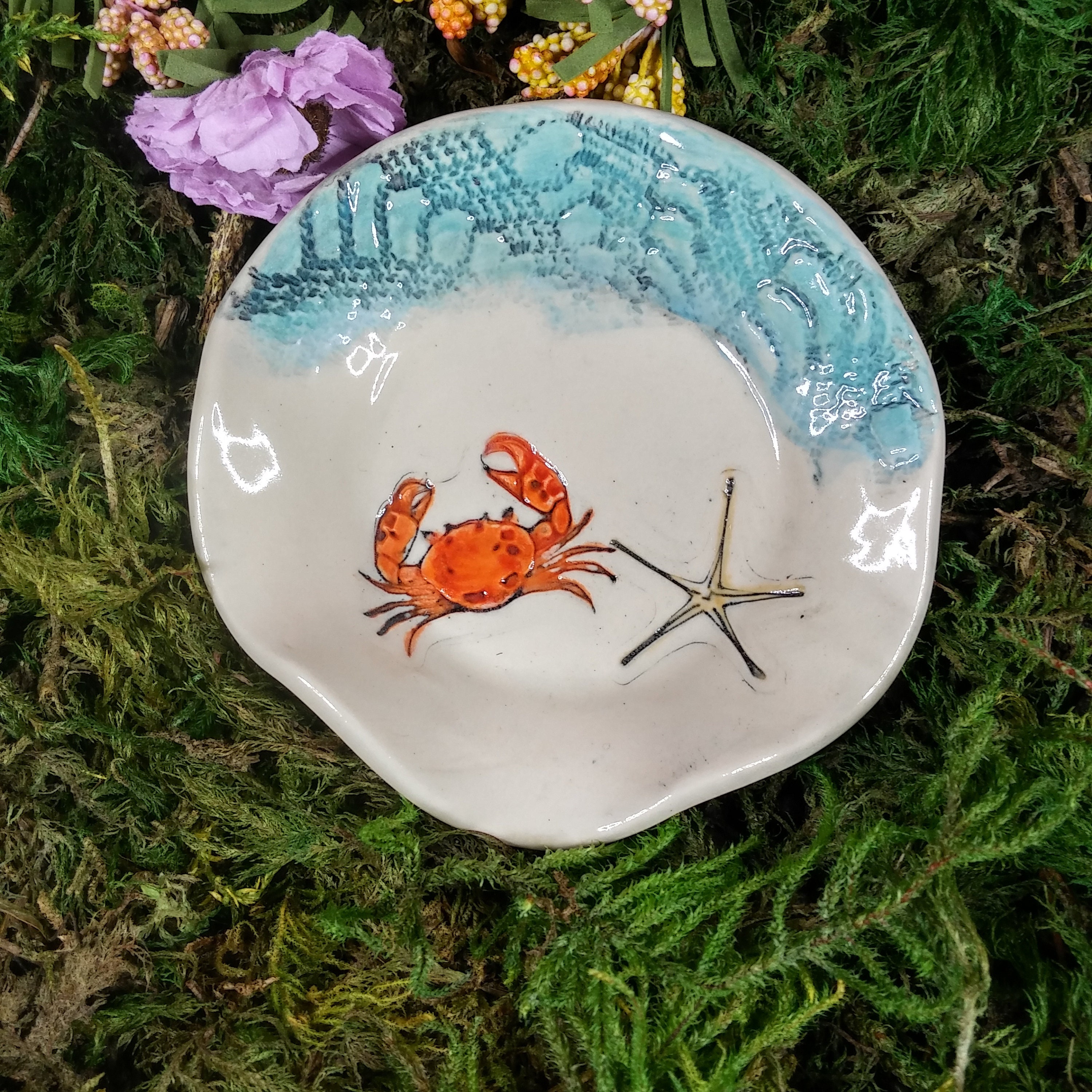 Small red crab bowlCrab bowlPill dishSea life trinket Etsy