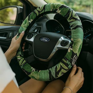 Floral steering wheel cover – sterring wheel cover, steer wheel cover – Fabric car accessory gift for women, men, teens