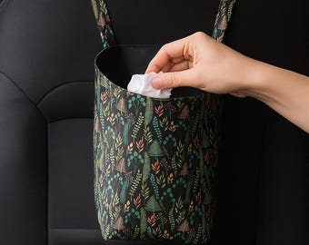 Floral Car Trash Bag: Waterproof Auto Garbage Can