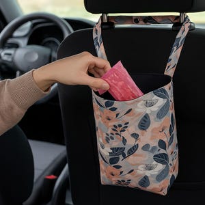 Flower car trash bag Cute car trash can Car trash bin image 4