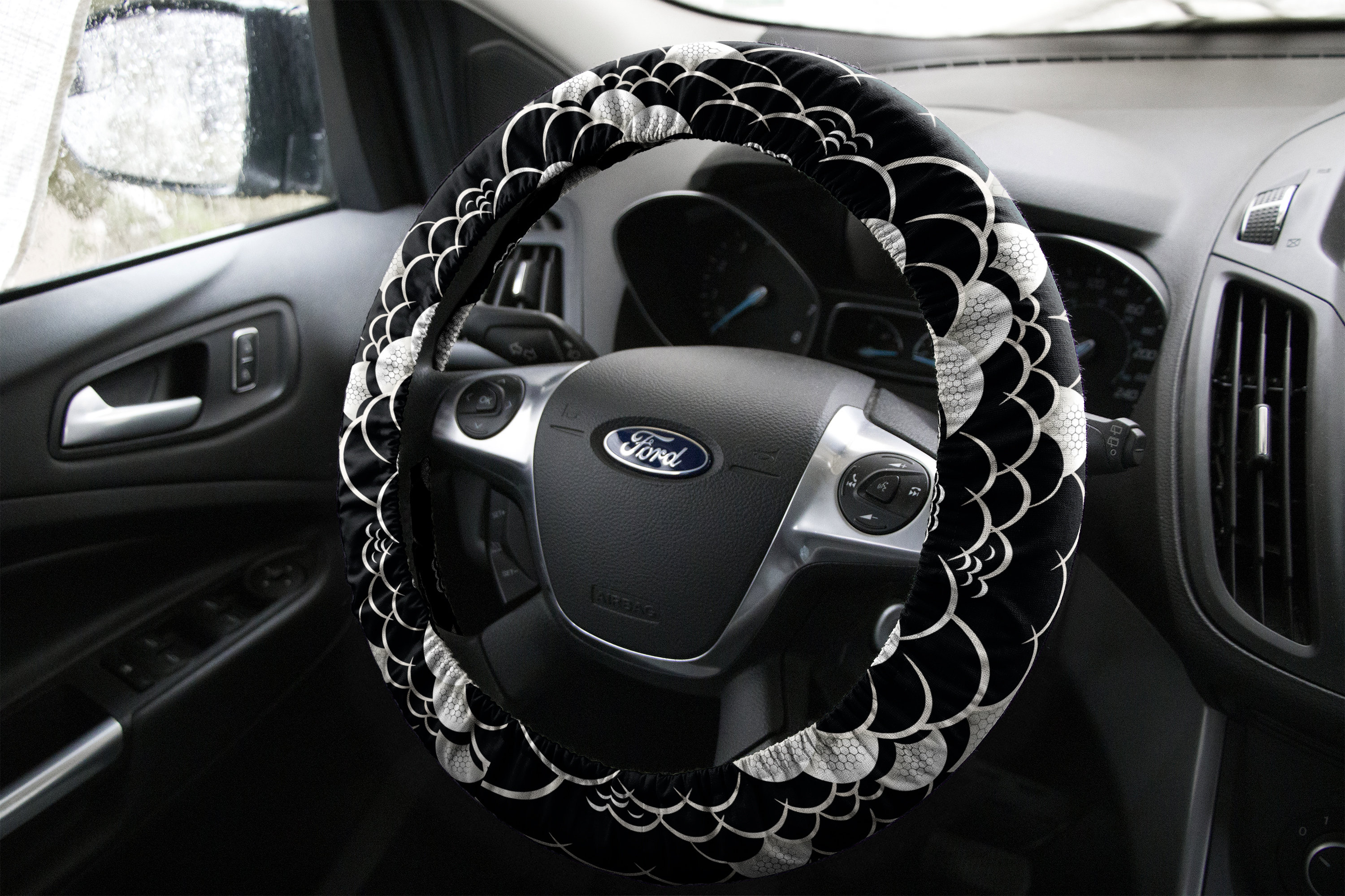 Seigaiha Wave Steering Wheel Cover, Japan Art Car Accessories