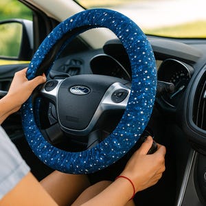 Galaxy steering wheel cover, Star constellations wheel cover, Car interior decor, Gift for driver, Car accessories