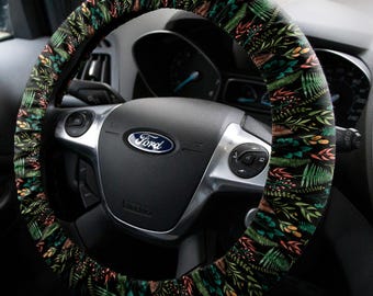 Floral steering wheel cover, car accessories for women, flower car decor gift for her