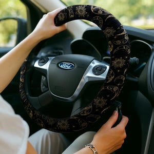 Steering wheel cover Celestial – Sun moon car accessory – mystical galaxy steer wheel cover gift for car lovers