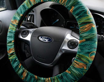 Capa para volante com estampa de leopardo, acessório automotivo floral, presente para motorista iniciante