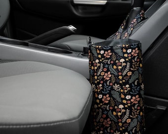 Black floral Car trash bag with hook Car garbage can