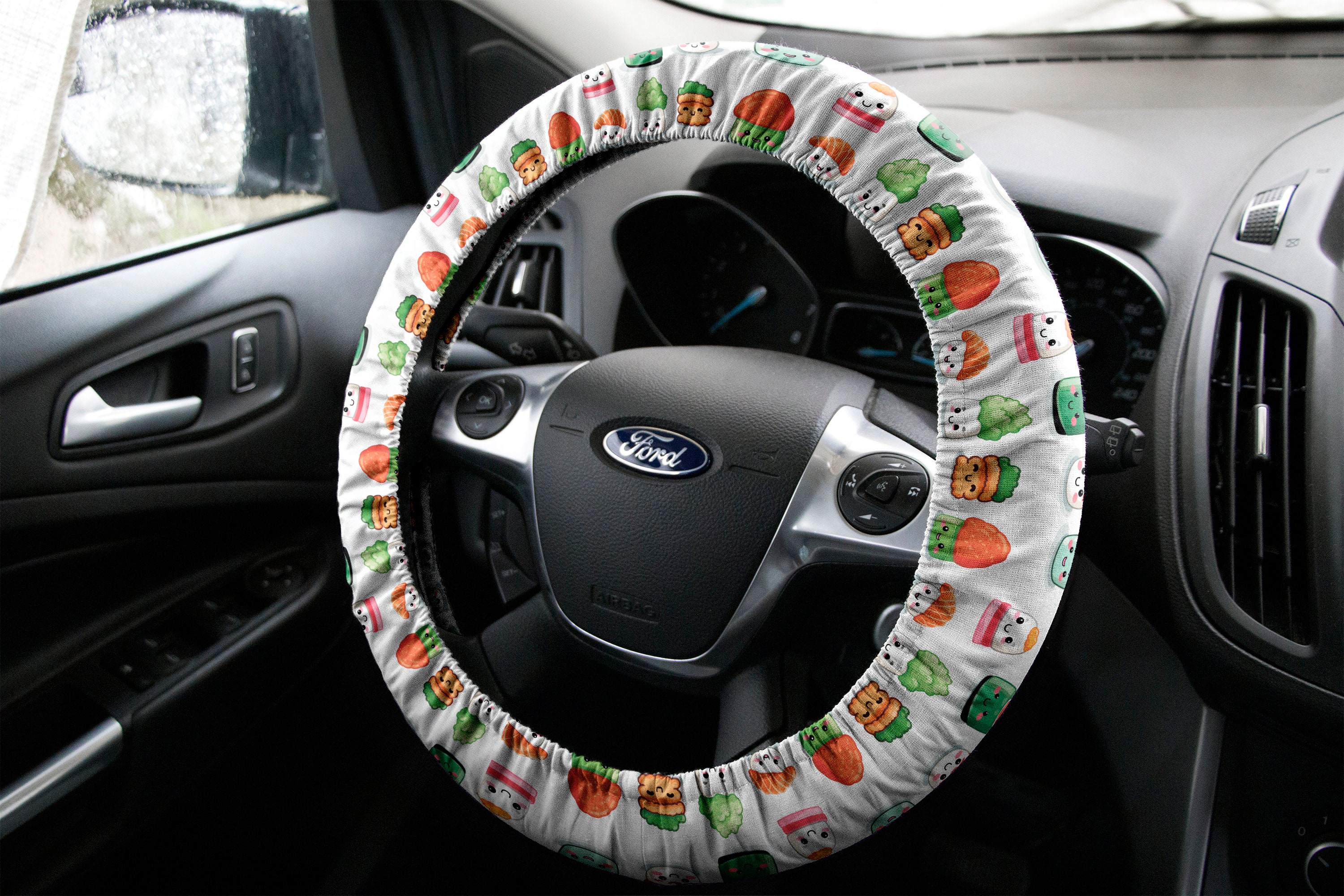 Cute Kawaii Sushi Steering Wheel Cover, Japan Art Car Accessories