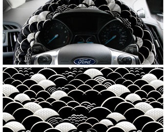 Steering wheel cover Seigaiha wave Handmade wheel cover for women