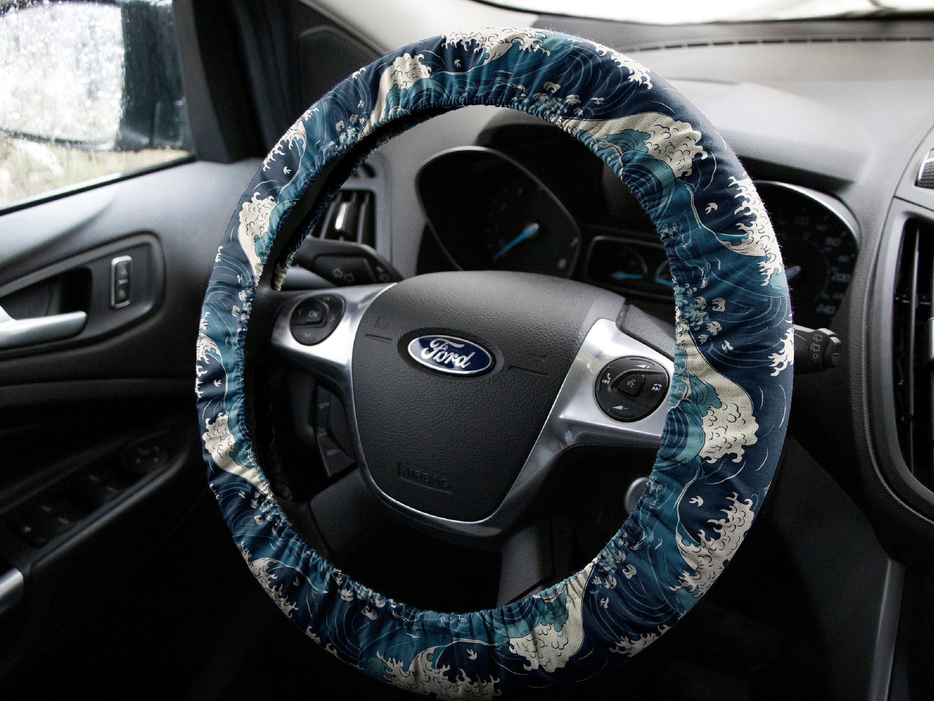 Great Wave Steering Wheel Cover, Japan Art Car Accessories