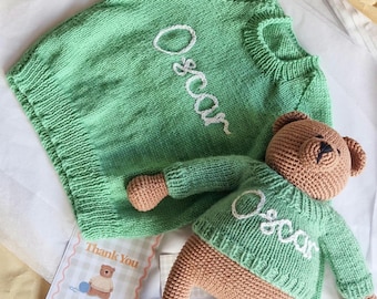Handgemaakte gepersonaliseerde gebreide trui voor baby's en kinderen