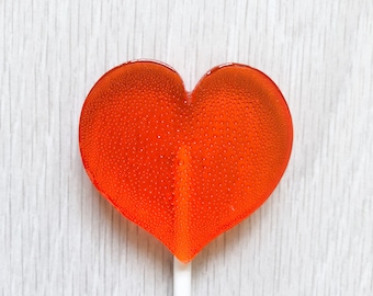 10 Orange Wedding Favour Heart Lollipops Custom glitter