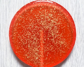 5 Orange Glitter Wedding Favour Large Round Lollipops
