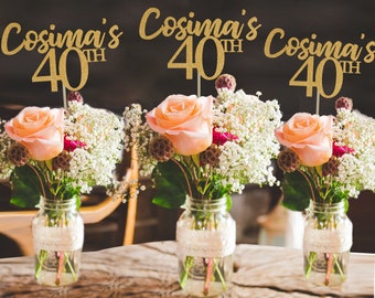 40th birthday centerpiece 40th centerpiece 40th birthday party 40th birthday decor gold 40th birthday party decorations 40th party decor