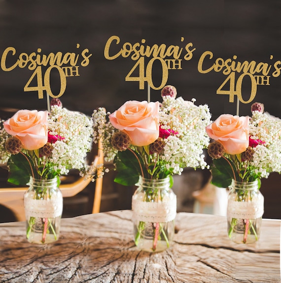 40th birthday centerpiece 40th centerpiece 40th birthday party 40th birthday decor gold 40th birthday party decorations 40th party decor