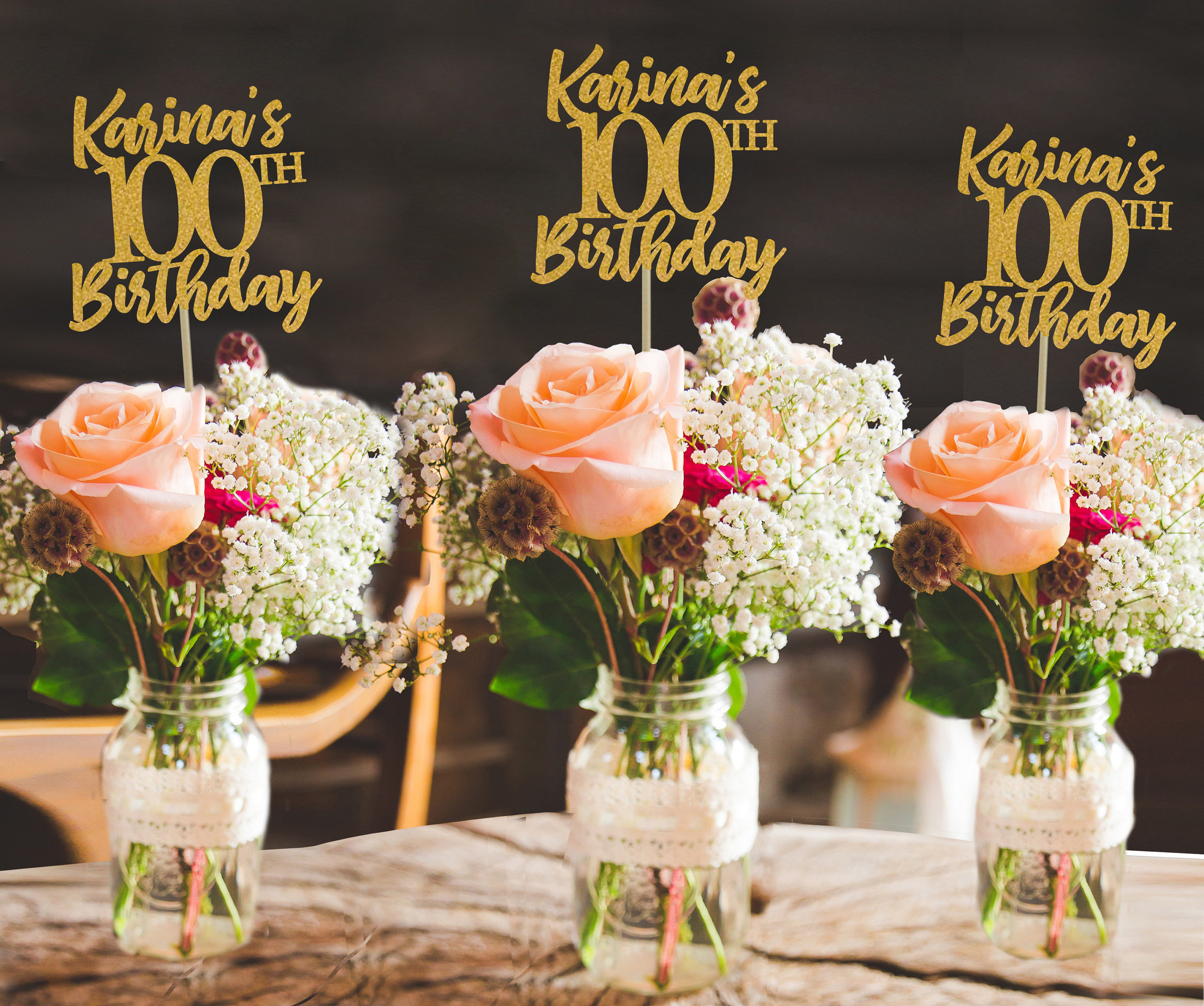100th Birthday Centerpiece 100th Centerpiece 100th Birthday Etsy
