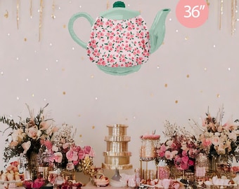 Teapot balloon, second birthday tea party decor, tea for two, second party decor, tea party theme birthday, partea banner