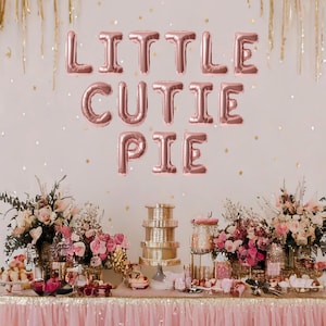 Little cutie pie balloon banner, Thanksgiving baby shower themed decorations, cute pie themed, Fall or autumn baby shower
