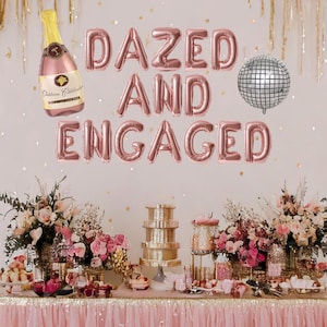 Dazed and engaged balloon banner, groovy and boozy sign, bachelorette banner, let&#39;s go girls, disco cowgirl, 70s themed bachelorette
