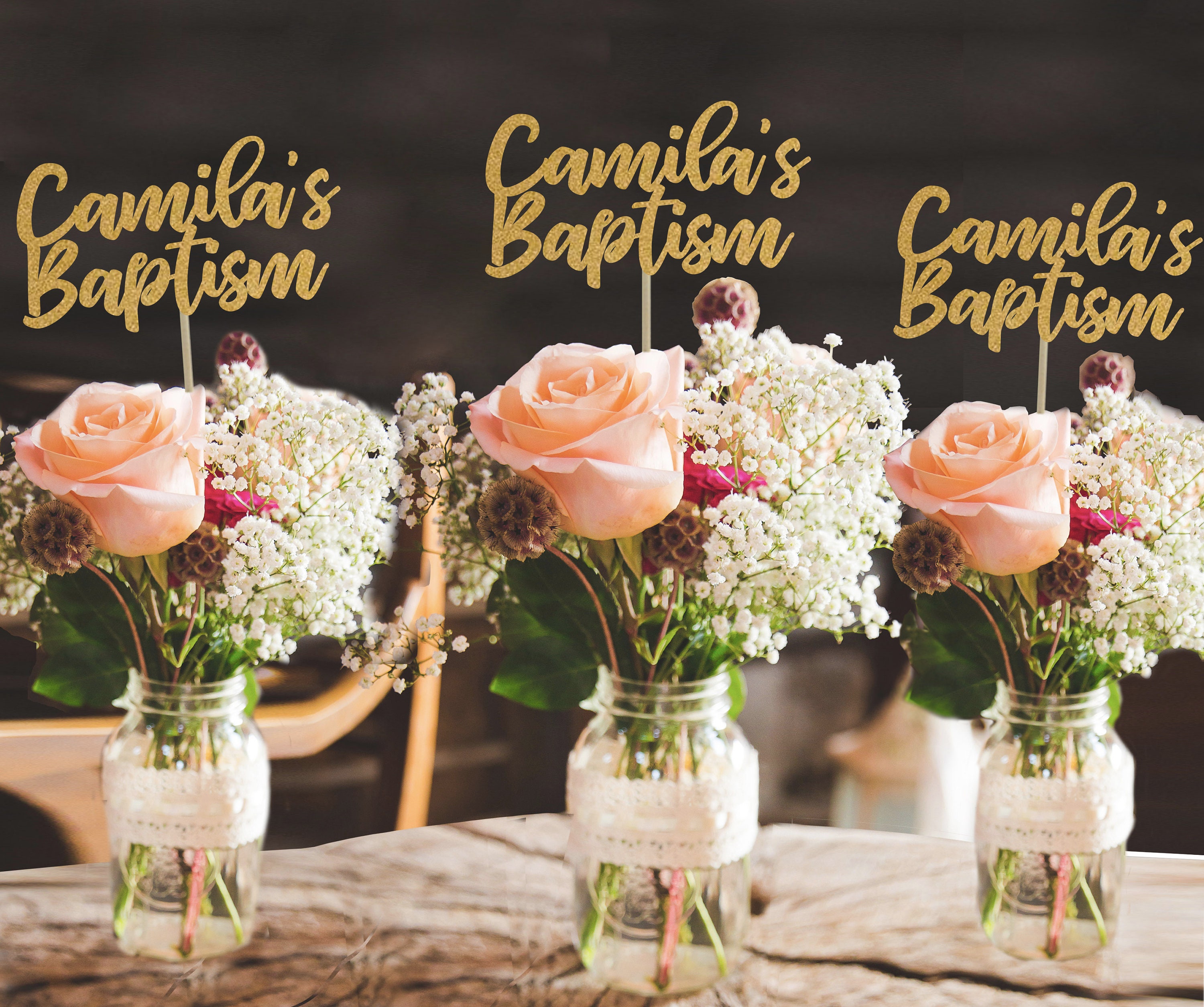 Simple Baptism Centerpieces