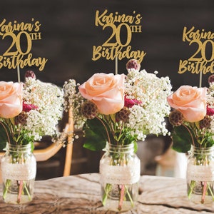 20th birthday centerpiece 20th centerpiece 20th birthday party 20th birthday decor gold 20th birthday party decorations 20th party decor