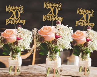 20th birthday centerpiece 20th centerpiece 20th birthday party 20th birthday decor gold 20th birthday party decorations 20th party decor