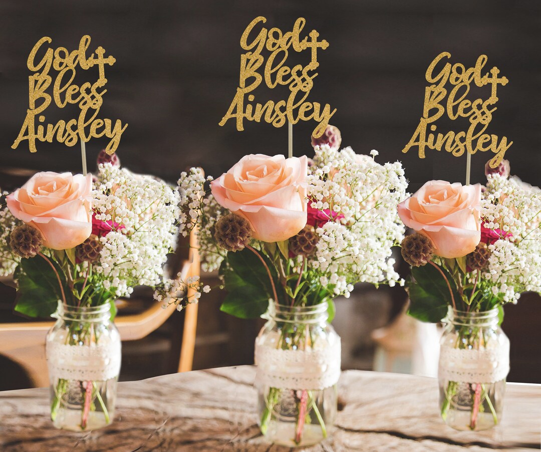 Custom Baptism Centerpieces, Girl Baptism Centerpieces, Girl Baptism ...