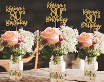 80th birthday centerpiece 80th centerpiece 80th birthday party 80th birthday decor gold 80th birthday party decorations 80th party decor