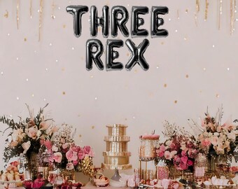Three rex balloon banner, three rex decorations, dinosaur birthday party, 3 rex banner, dinosaur decor, rawr birthday party, third birthday