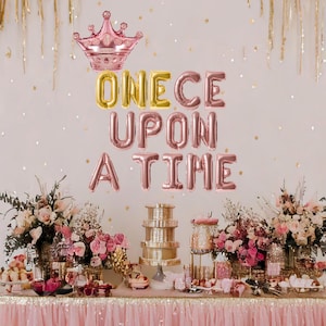 Banner de globos ONE-ce once once, banner con temática de princesa para el primer cumpleaños, decoraciones de cumpleaños con temática de cuentos de hadas, suministros para fiesta de primer cumpleaños