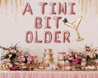 Tini bit older balloon banner, weenies and tinis balloons, martini themed birthday party, funny birthday decorations, tinis and bikinis pool