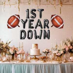 1st year down balloon banner, first birthday football themed balloons, 1st birthday touchdown, football party decorations for first birthday