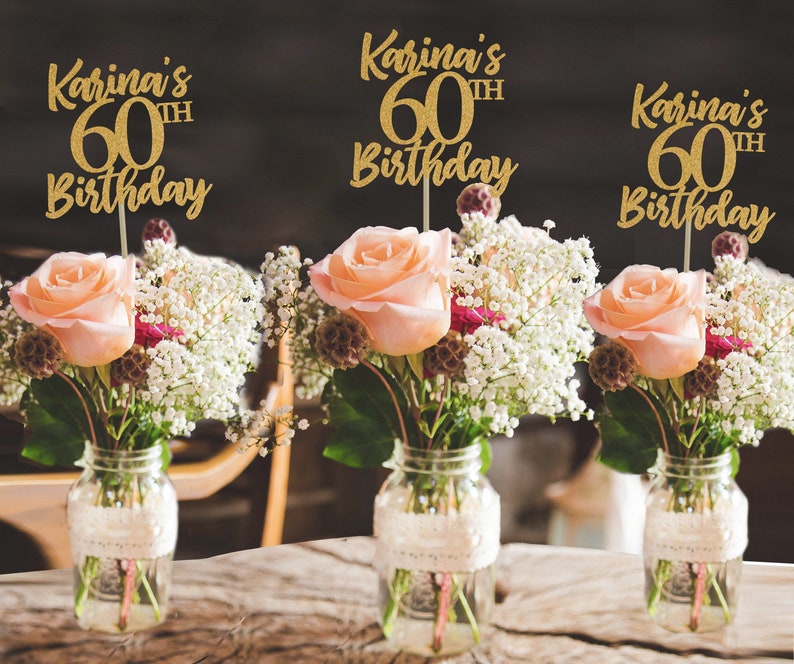 Pack Of 10 Black Glitter 60th Birthday Centerpiece Sticks Number Age 60 Table Topper Anniversary Pary Decorations Ms
